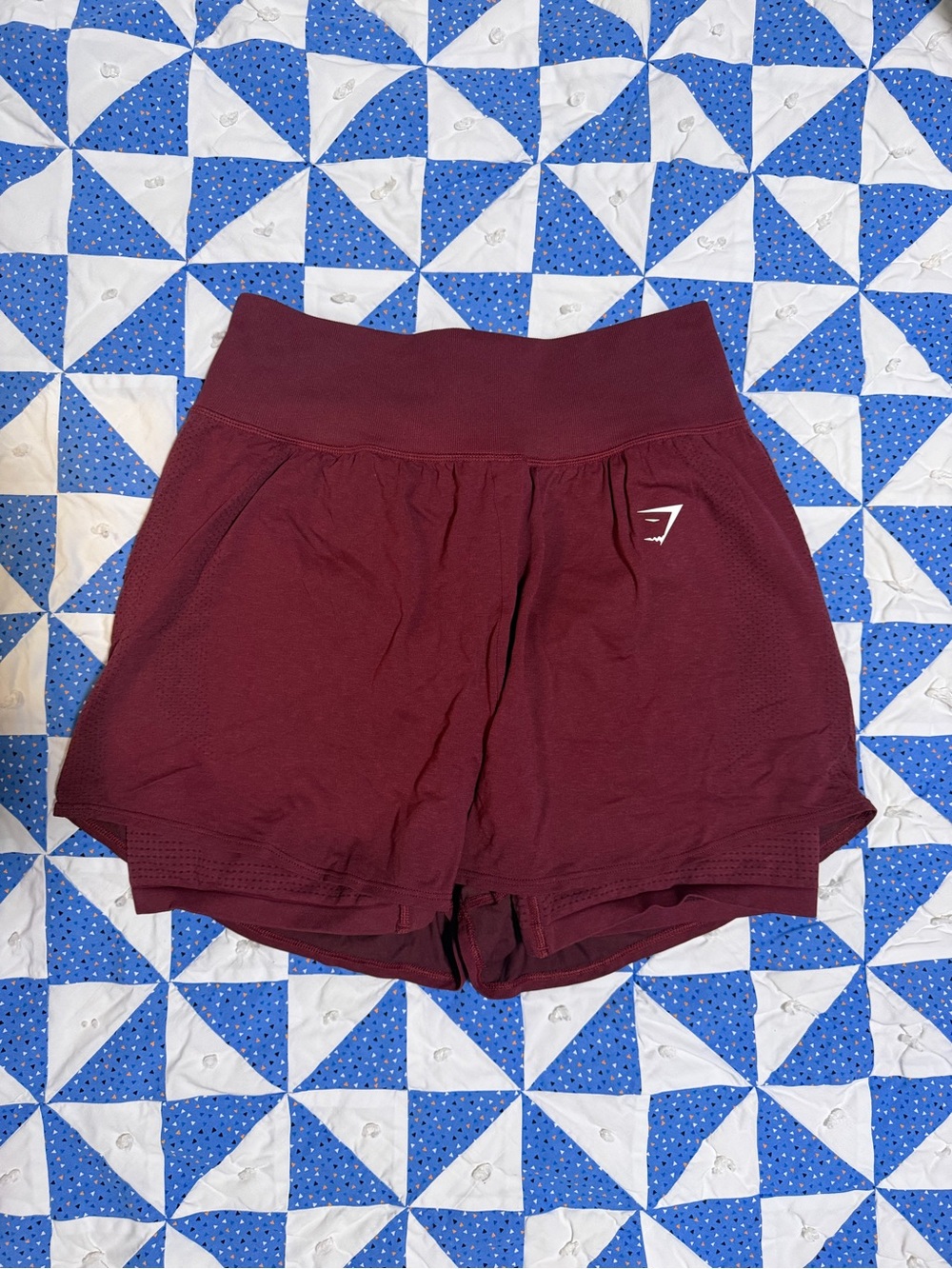 Gymshark Women's Burgundy High-Waist Athletic Shorts